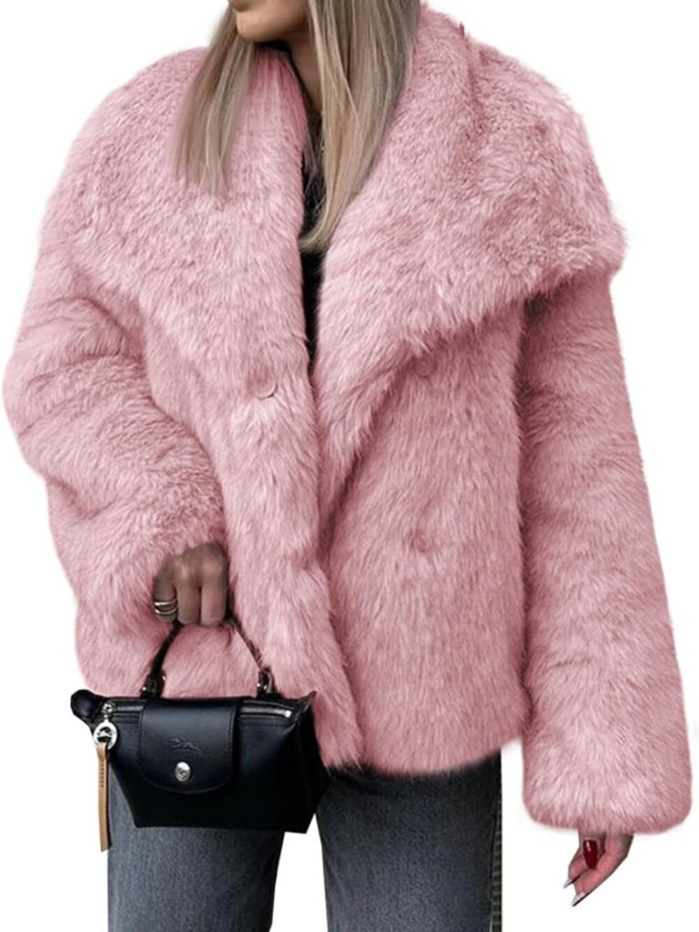 Cozy Oversized Faux Fur Coat for Women | Winter Shaggy Lapel Jacket
